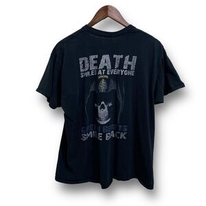 Vintage Y2K Army Airborne Green Berets Death Skull Graphic T Shirt Large 21 x 27